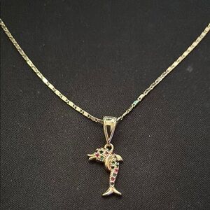 Gold Dolphin Pendant Necklace